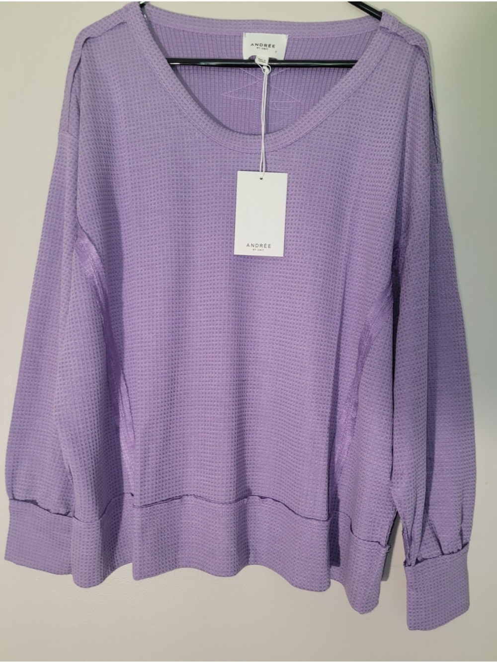 ANDREE BY UNIT Lilac Waffle Pullover Top